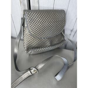 Vintage Tandem Bags Of California Metallic Silver Leather Purse Shoulder Bag